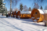 Schlaffässer mit Infrarotheizung im Winter